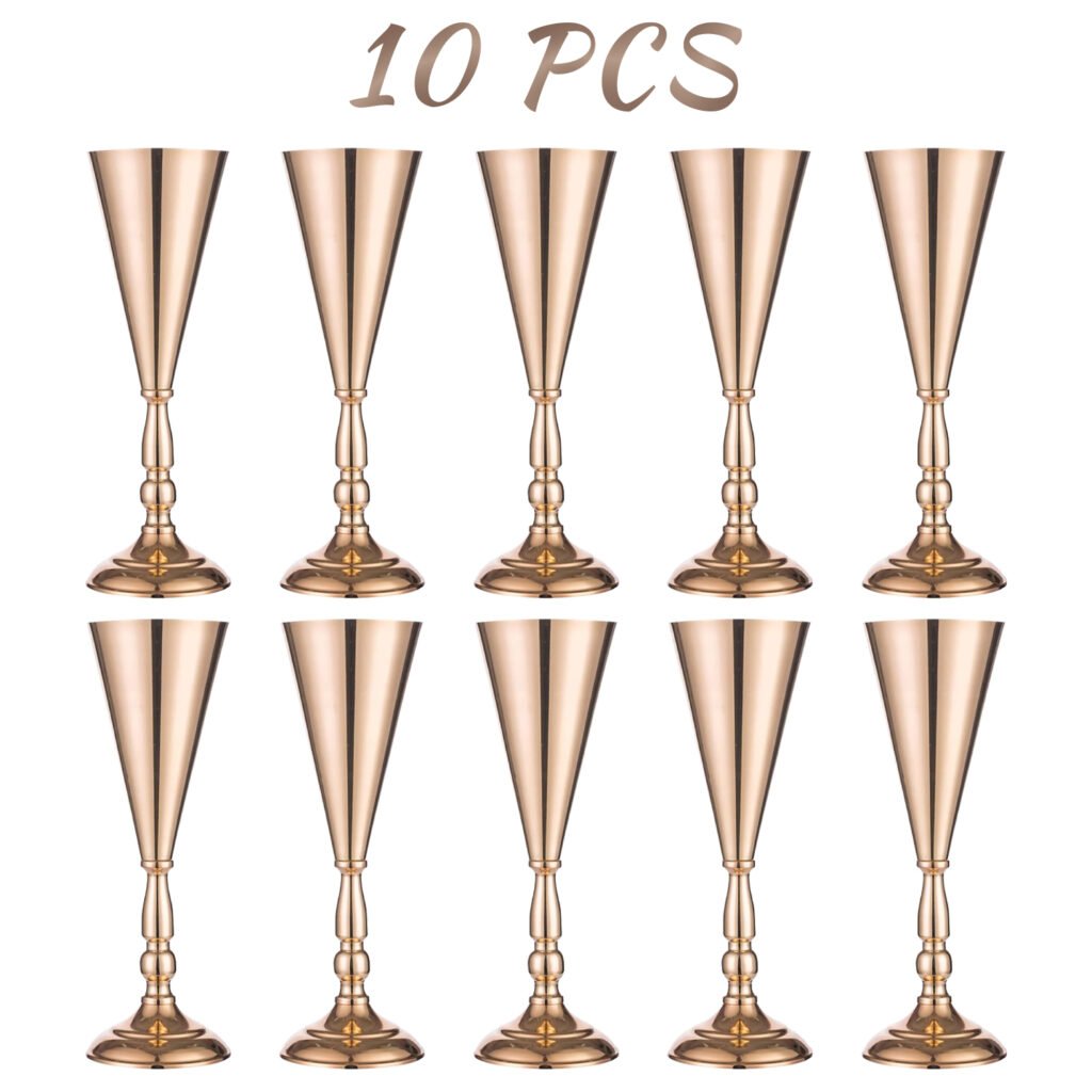10 Pcs Golden Vase Flower Wedding Centerpieces —
