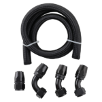 AN16 AN-16 Hose Fuel Line Rubber Nylon Braided 5FT With 90 Degree AN Fittings 45 Degree Straight Adapter