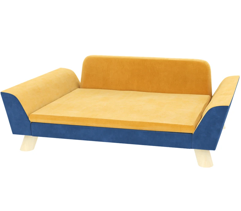 Dog Sofa Bed With Soft Cushion, Washable Cover , Orange - Image 2