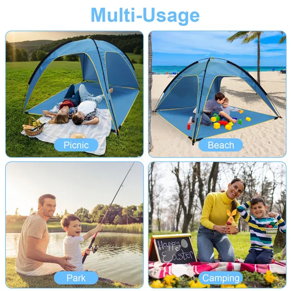 Beach Tent Sun Shelter UPF50 Add UV Protection, 6.9x6.9ft Beach Canopy Tent For 4-6 Adults, Portable Outdoor Sun Shade Tent With Carry Bag - Image 5