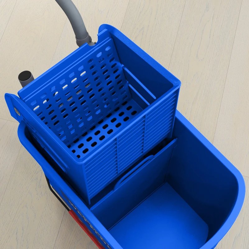 Compact Mop Bucket With Wringer, Mop Bucket On Wheels For Floor Cleaning, 21 Quart, Separate Dirty And Clean Water, Blue - Image 2