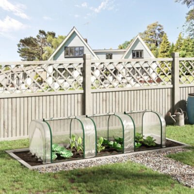 Portable Tunneled Greenhouse With 3 Zippered Doors, WaterUV Fighting PVC Cover