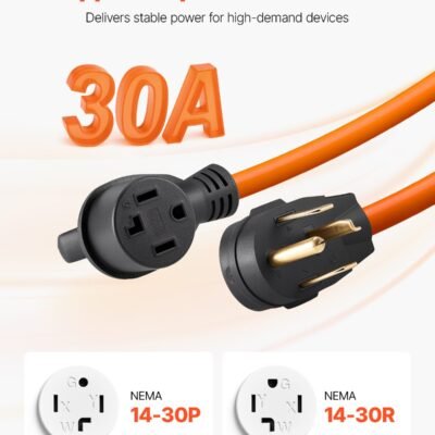 25 Ft Dryer Extension Cord 4-Prong NEMA 14-30P To 14-30R Dryer Cord 30A