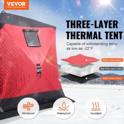 6-8 Person Ourdoor Portable Ice Shelter Pop-Up Ice Fishing Shanty Tent