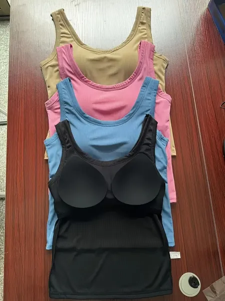 Ladies' Vest With Threaded Wide Shoulders, Comfortable And Seamless, With Built-in Chest Pads, Suitable For Wearing As An Inner Layer Or Outer Layer, And A Beautiful Back Design, - Image 4