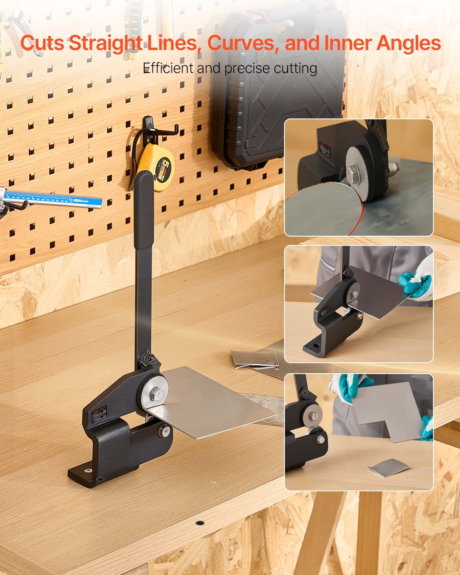 Sheet Metal Shear, Throatless Rotary Hand Shear, 16 Gauge Mild Steel Sheet Cutter With 0.06 In Capacity, With Solid Construction, Mounting Type, For Cutting Steel, Copper, Rebar, And Aluminum - Image 2