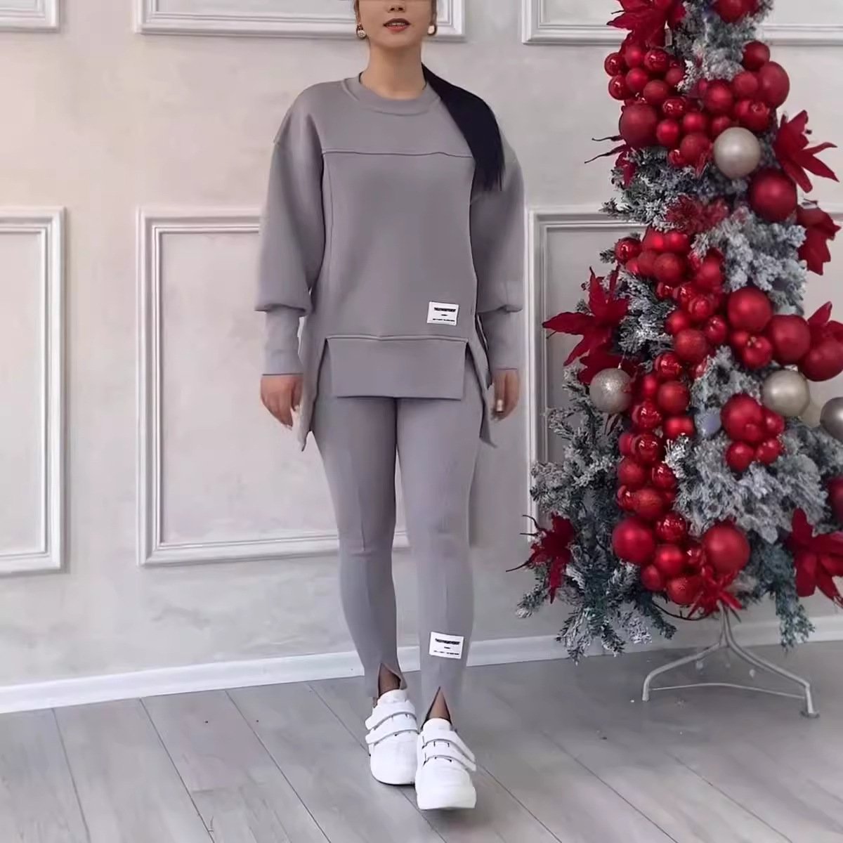 Women's Long-sleeved Printed Sweater Leggings Suit - Image 3