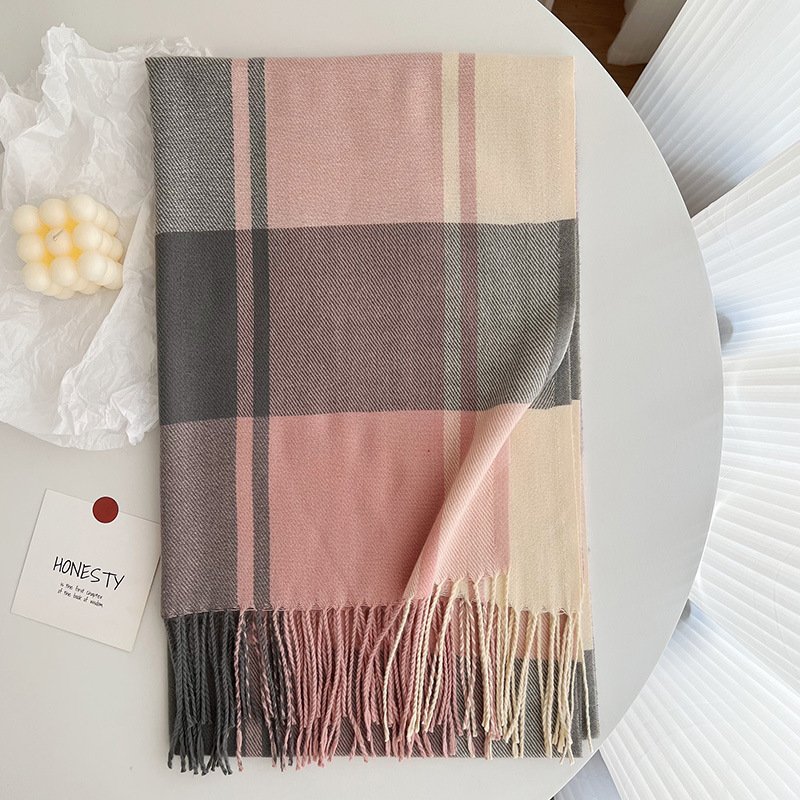 Women's All-match Cashmere Plaid Tassel Thickened Warm Shawl Scarf - Image 10