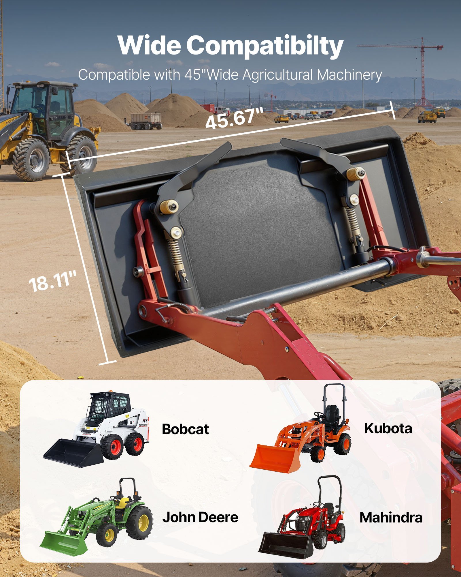 3/8 In Skid Steer Mount Plate, Universal Quick Attach Mount Plate, Easy To Bolt, 7000lbs Load Capacity, Heavy Duty Steel Loader Plates Compatible With Kubota Bobcat Skid Steers & Tractors - Image 2