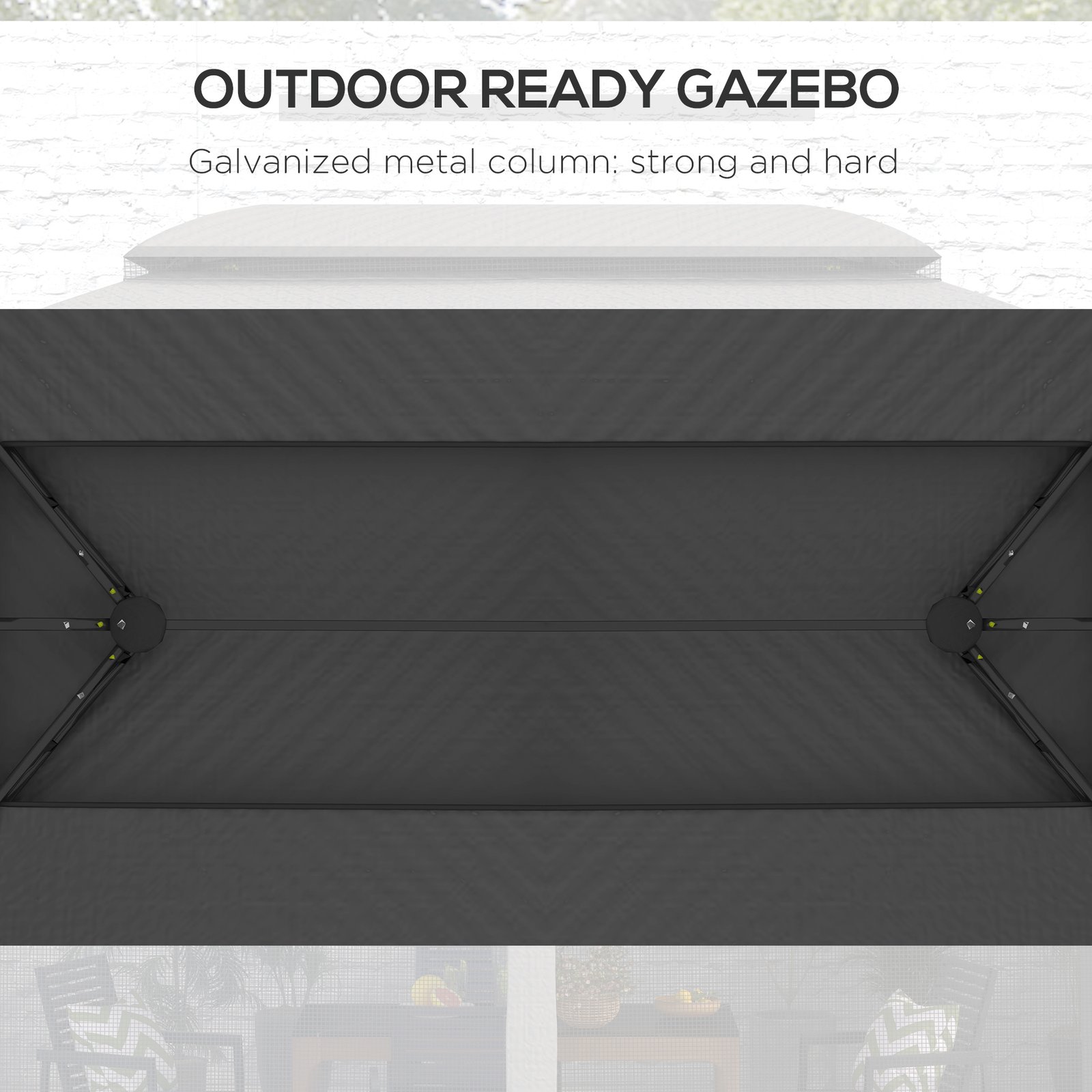 10' x 13' Patio Gazebo, Outdoor Gazebo Canopy Shelter with Netting, Vented Roof for Garden, Dark Gray - Image 4