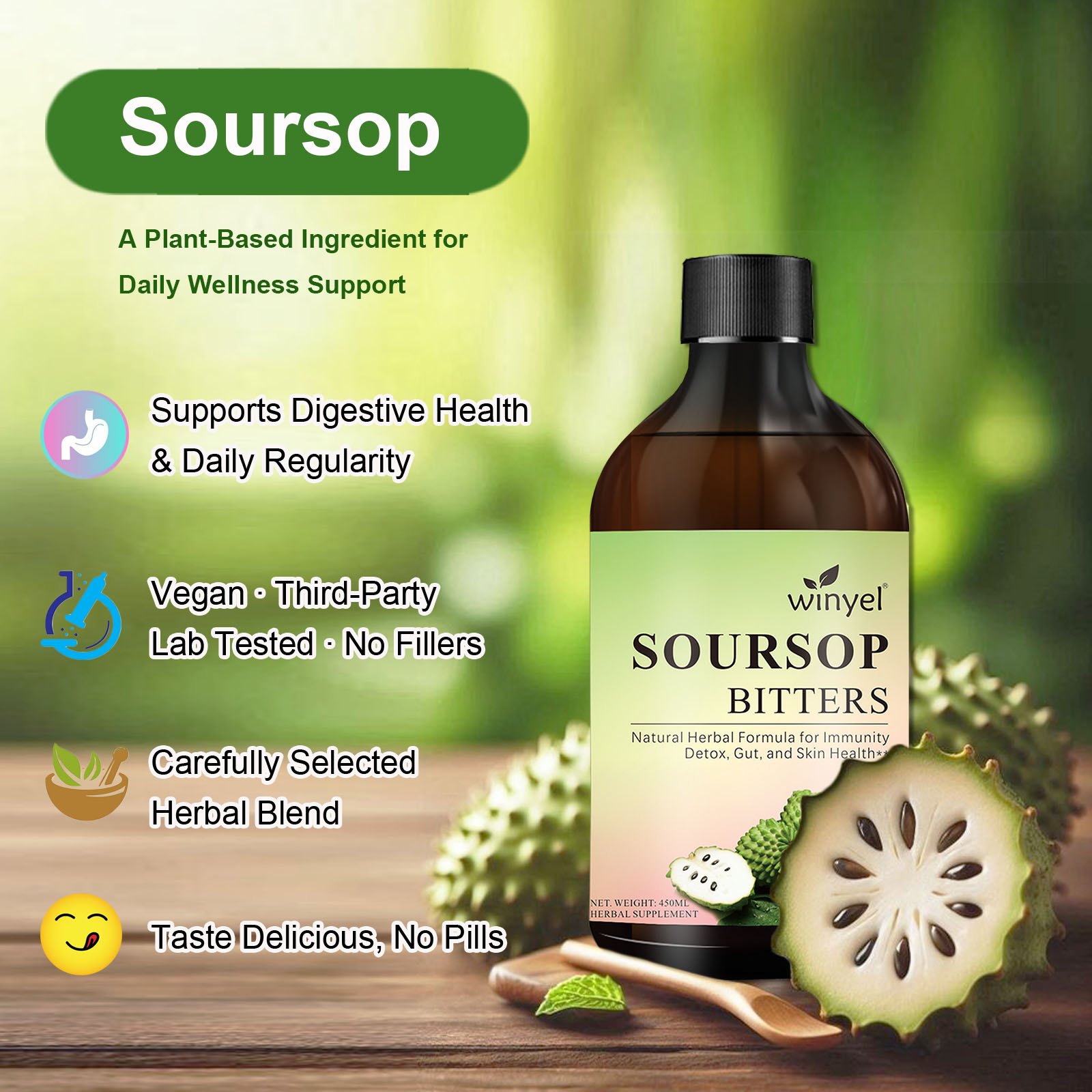 Soursop Liquid Contains Black Seeds, Moringa, And Turmeric, And Is Beneficial For Digestion And Gut Health, As Well As Providing Antioxidants, Skin Health, And Immune Support. It's A Pure 16-herb Form - Image 4