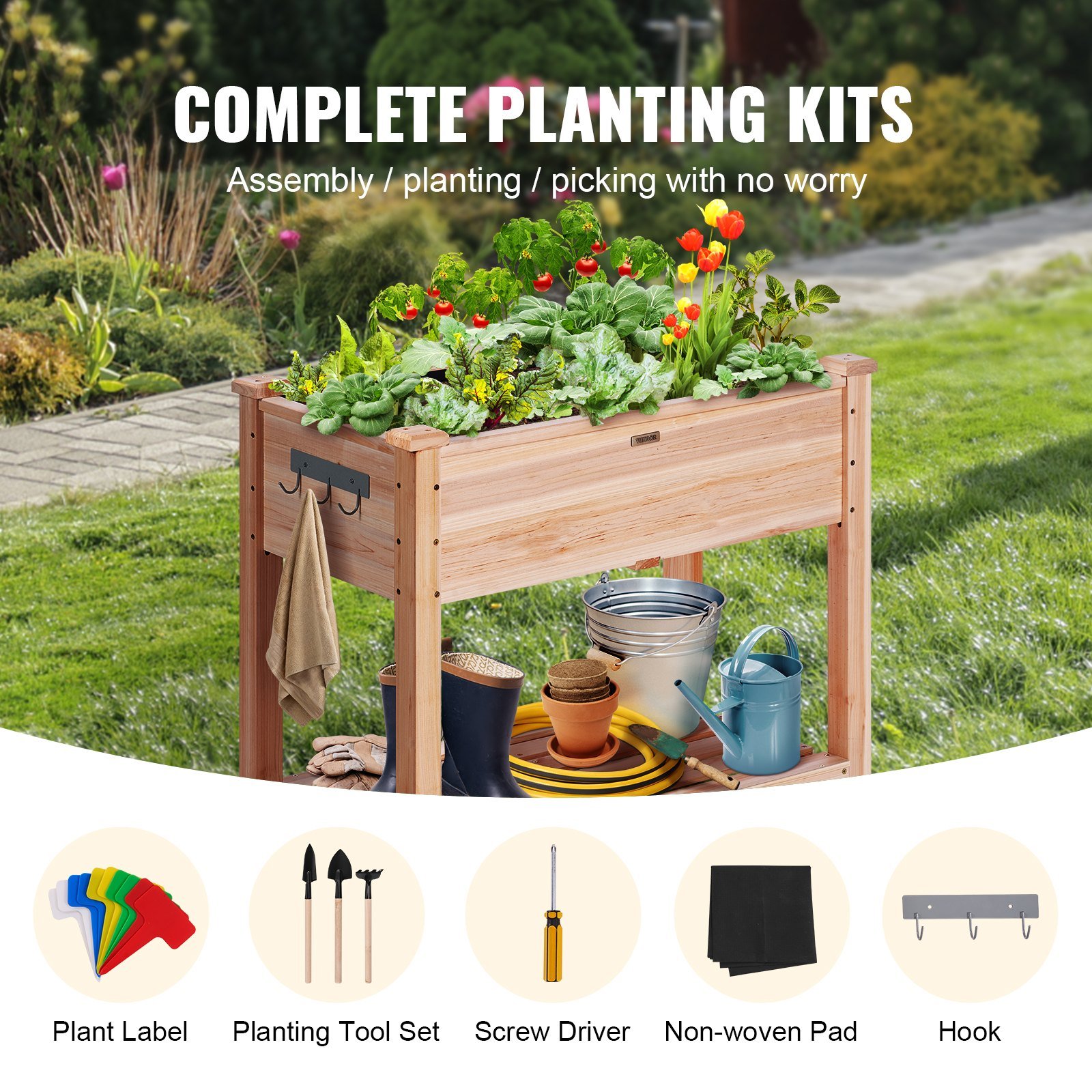 Wooden Raised Garden Bed Planter Box 33.9x18.1x30' Flower Vegetable Herb - Image 3