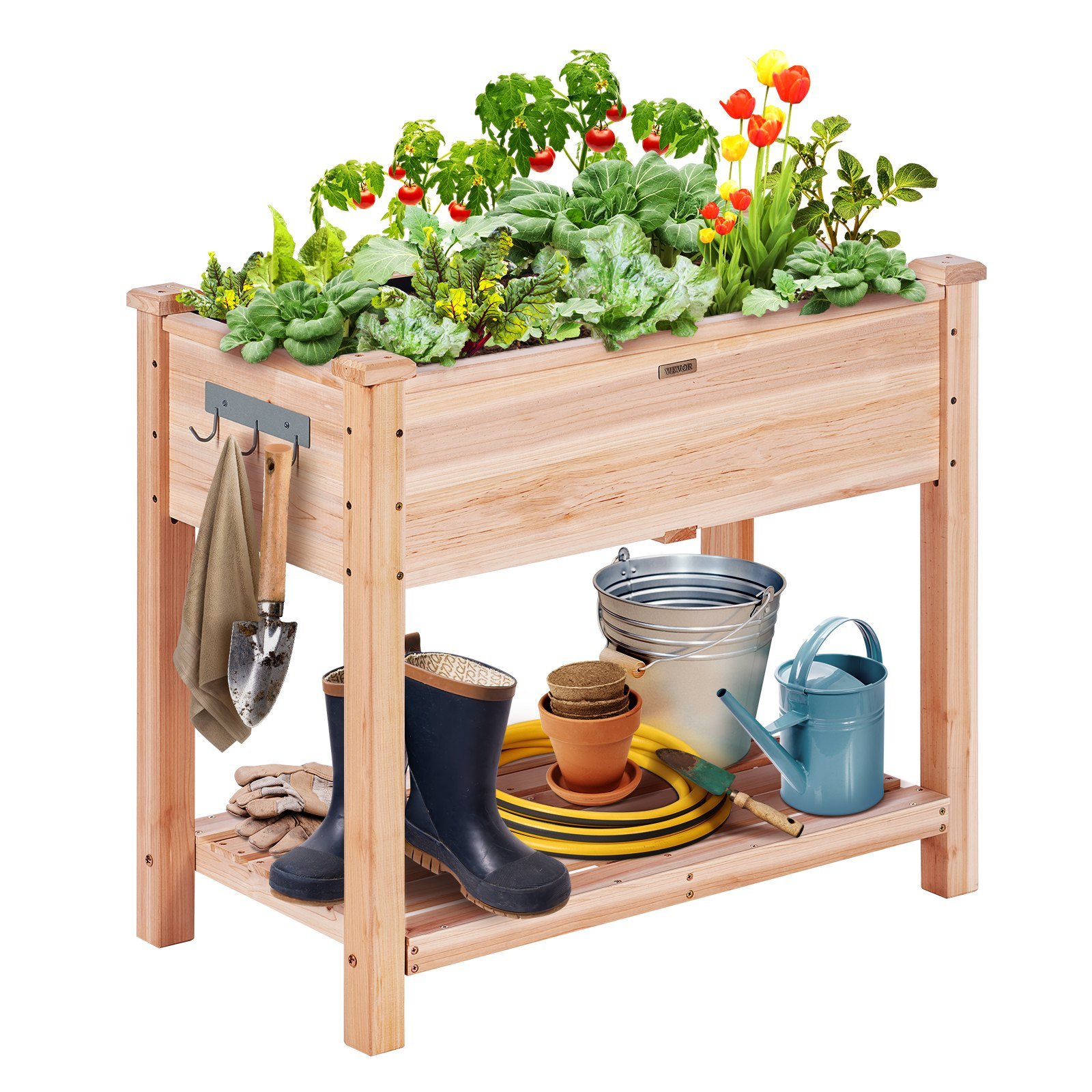 Wooden Raised Garden Bed Planter Box 33.9x18.1x30' Flower Vegetable Herb