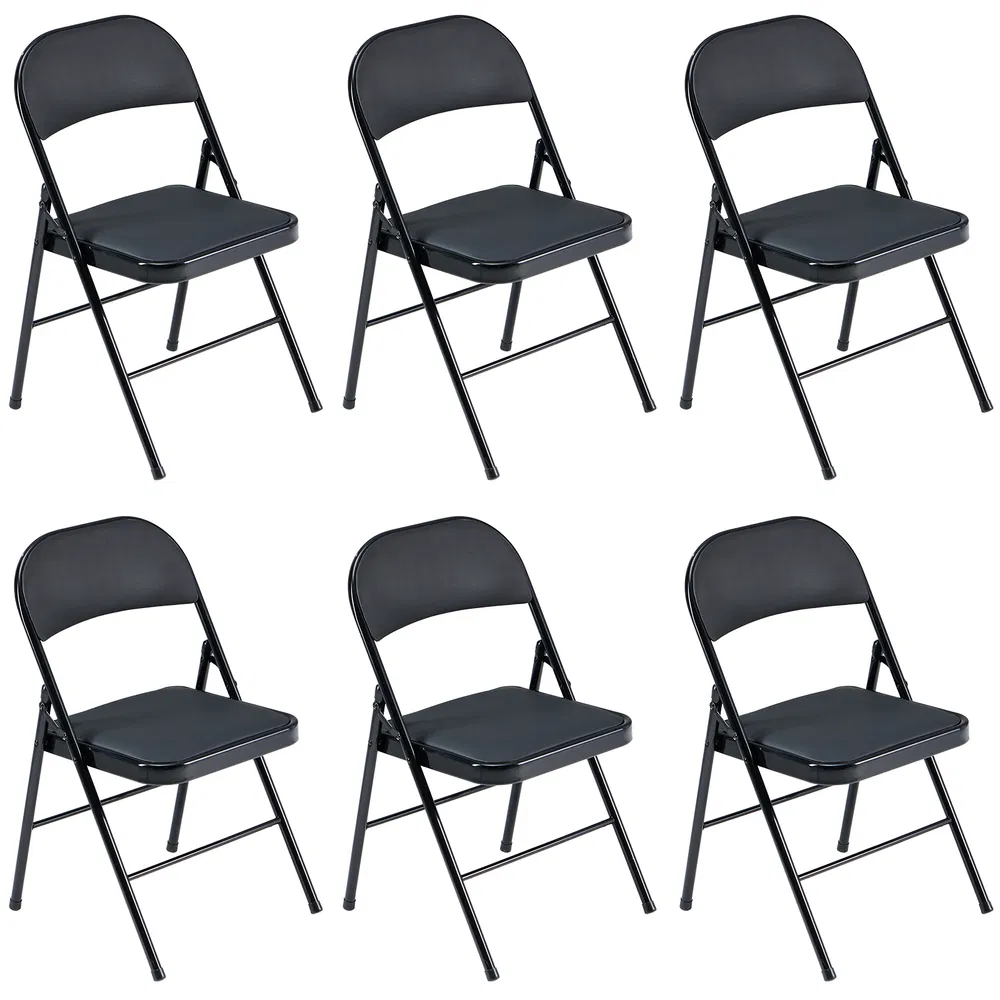 6pcs Elegant Foldable Iron & PVC Chairs For Convention & Exhibition Black - Image 6