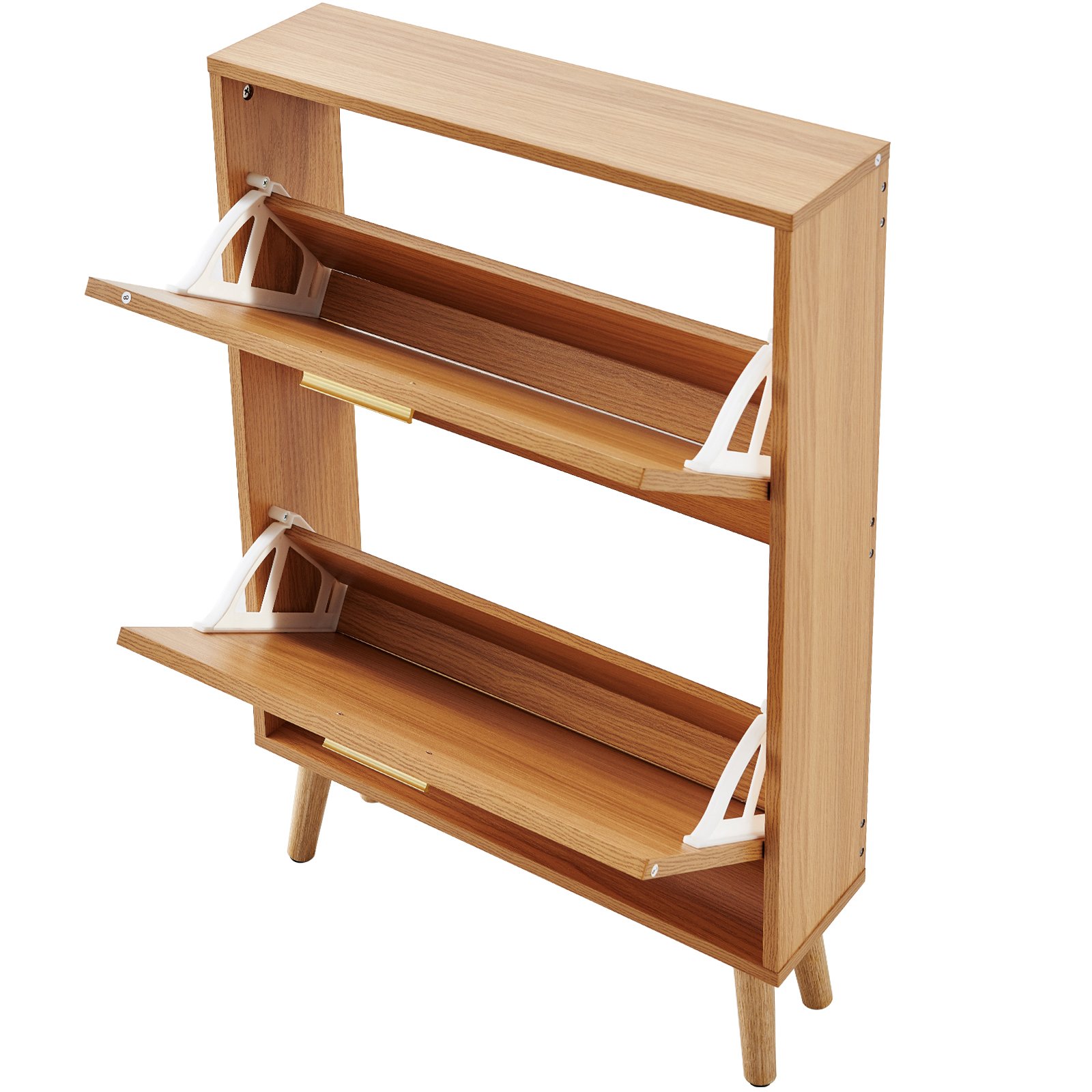 VEVOR Shoe Cabinet With 2 Flip Drawers, Shoe Storage Cabinet For Entryway, Free Standing Shoe Storage Organizer With Rattan Doors For Heels, Boots, Slippers In Hallway, Living Room - Image 4
