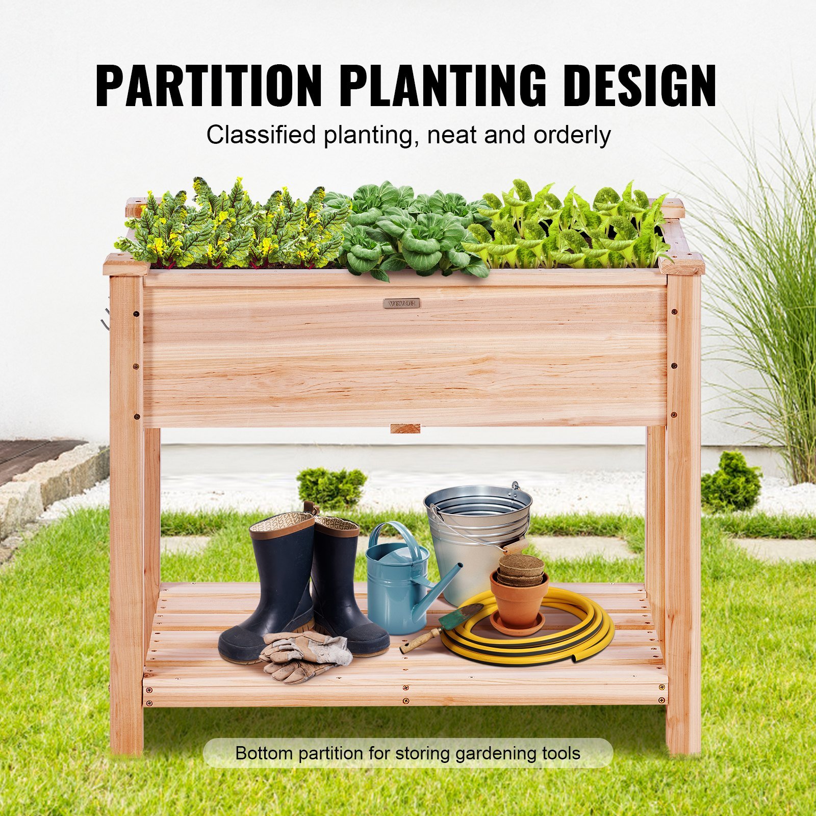 Wooden Raised Garden Bed Planter Box 33.9x18.1x30' Flower Vegetable Herb - Image 5