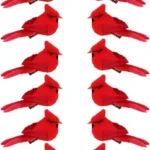 12 Pcs Cardinal Birds For Crafts, Mini Cardinal Clip On Christmas Tree Ornaments Artificial Red Birds Decorations For Wreaths Centerpieces DIY Crafts, Red Velvet & Feathers
