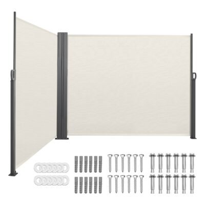 Retractable Side Awning, 71 X 236 Patio Retractable Side Screen With 180 G M Polyester Fabric, Waterproof Sunshade Outdoor Privacy Screen Room Divider For Garden, Balcony, Pools, Deck, Beige