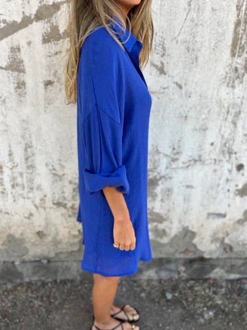 2pcs Loose Long-sleeved Shirt Suit With Lapel Button Tops And Elasticated Shorts Fashion Casual Clothing For Women - Image 10