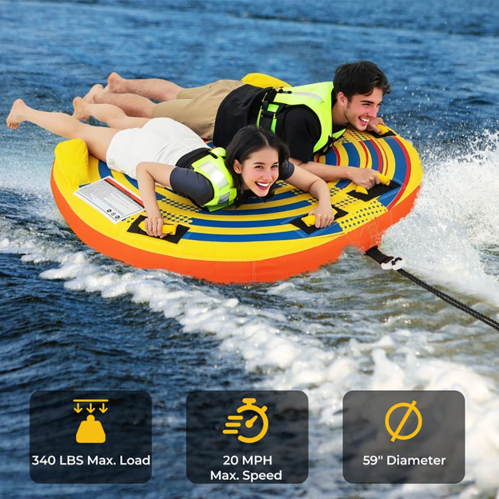 1 Or 2 Person Inflatable Towable Tube For Boating With Quick Connector - Image 4