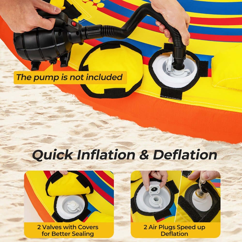 1 Or 2 Person Inflatable Towable Tube For Boating With Quick Connector - Image 5