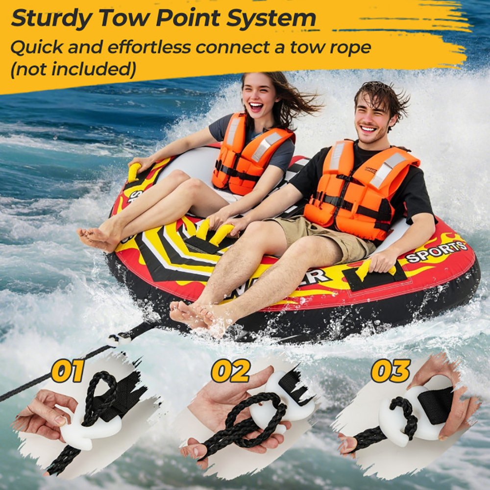 1 Or 2 Person Inflatable Towable Tube For Boating With Quick Connector - Image 10