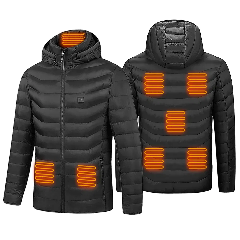 Heated Jacket Electric Heating Coat Lightweight Winter Hooded Jacket With 3-Level Heating Modes 8 Heating Zones Detachable Zipper Hood - Image 6
