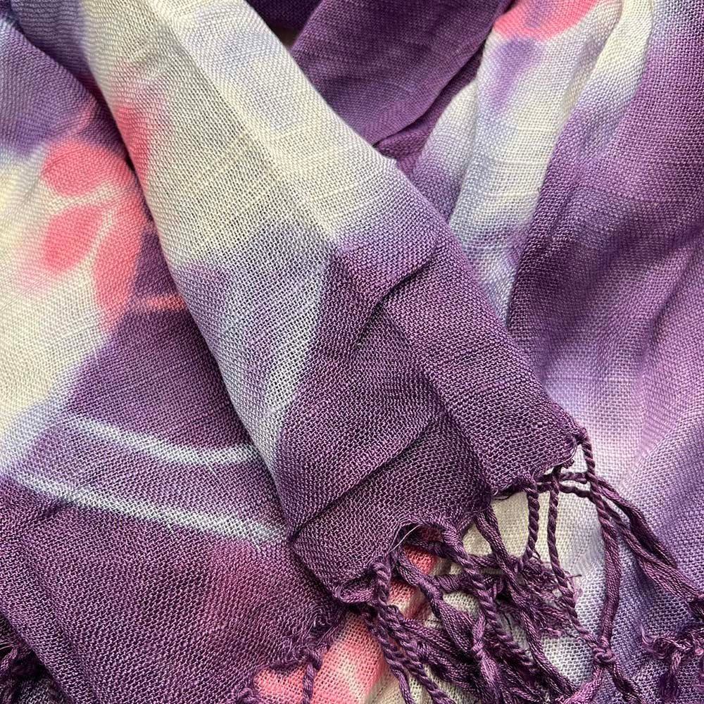 2pcs Lilac Purple Floral Tassel Trim Scarf,offers Graceful Movement Flowy Boho Scarf,vacation,daily Life,evening Party,Office Appropriate Subtlety For Women Men - Image 3