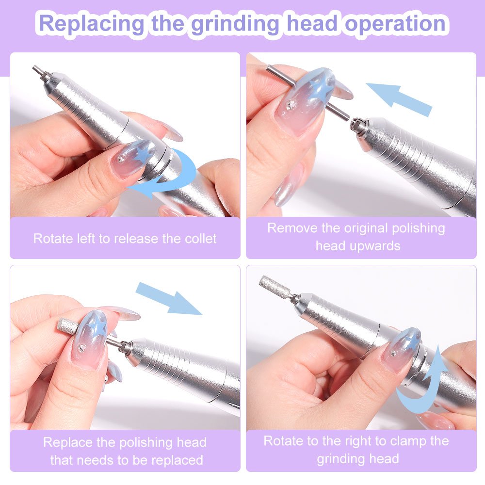Electric Nail Drill Professional 45000RPM - Rechargeable Nail Drill Kit Portable Electric Nail File With Complete Bits For Acrylic Nails Gel Polishing Removing - Image 6
