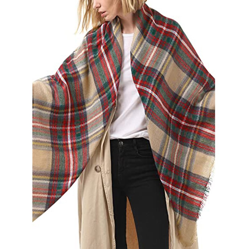 59 X 59in Women Scarf Plaid Tassel Soft Warm Blanket Scarves Womens Shawl Wrap - Image 2