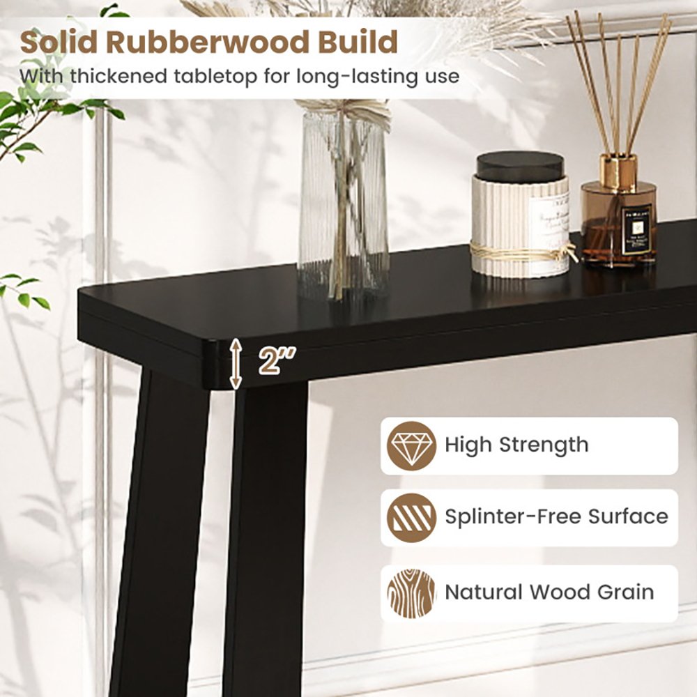 Solid Rubber Wood Console Table 43 Inch Narrow Entryway Table With Thick Table Top And Stable Base For Entryway, Hallway, Living Room And Bedroom - Image 12