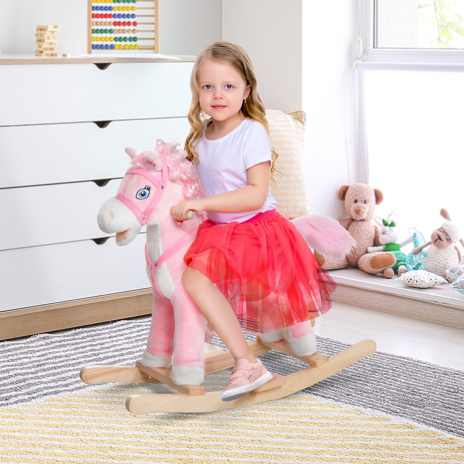 Plush Rocking Horse, Realistic Sounds, Swinging Tail, Pink, Ideal Birth Gift, Joyful Engaging, For 3 Years - Image 7