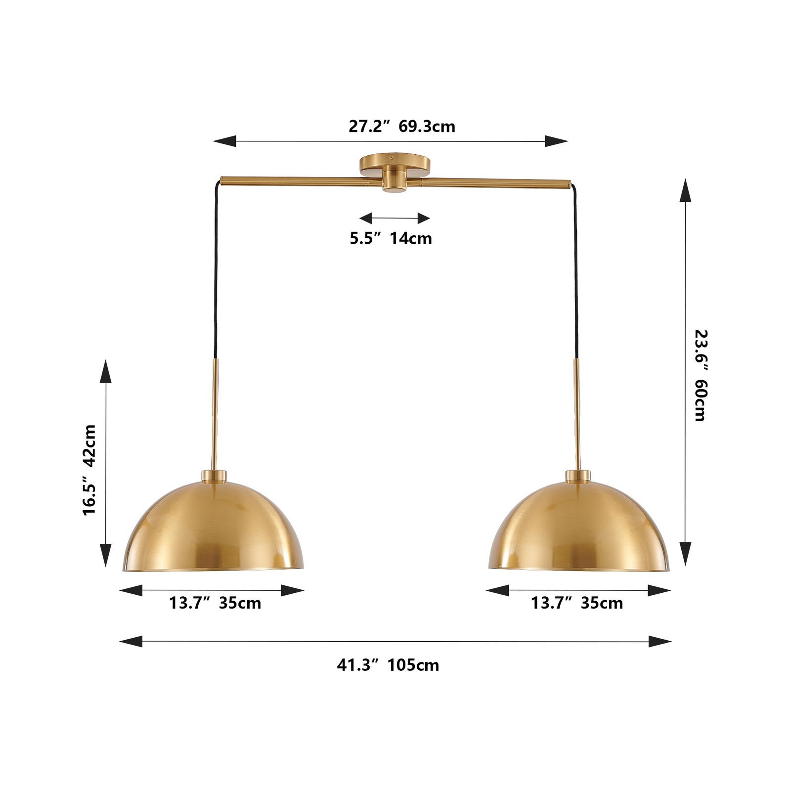 41 Industrial Modern Copper Color Double Pendant Light - Adjustable Ceiling Hanging Lamp With Bright Finish For Dining Room, Kitchen, Or Living Room -Stylish And Durable Lighting Fixture No Bulbs - Image 6