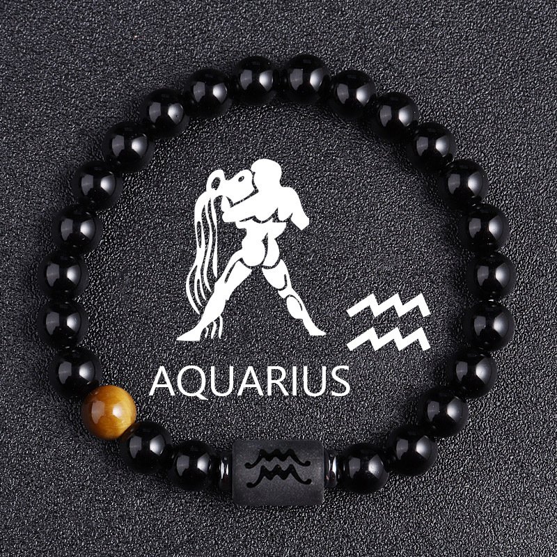 Twelve Constellation Black Glass Tiger-eye Bracelet - Image 7