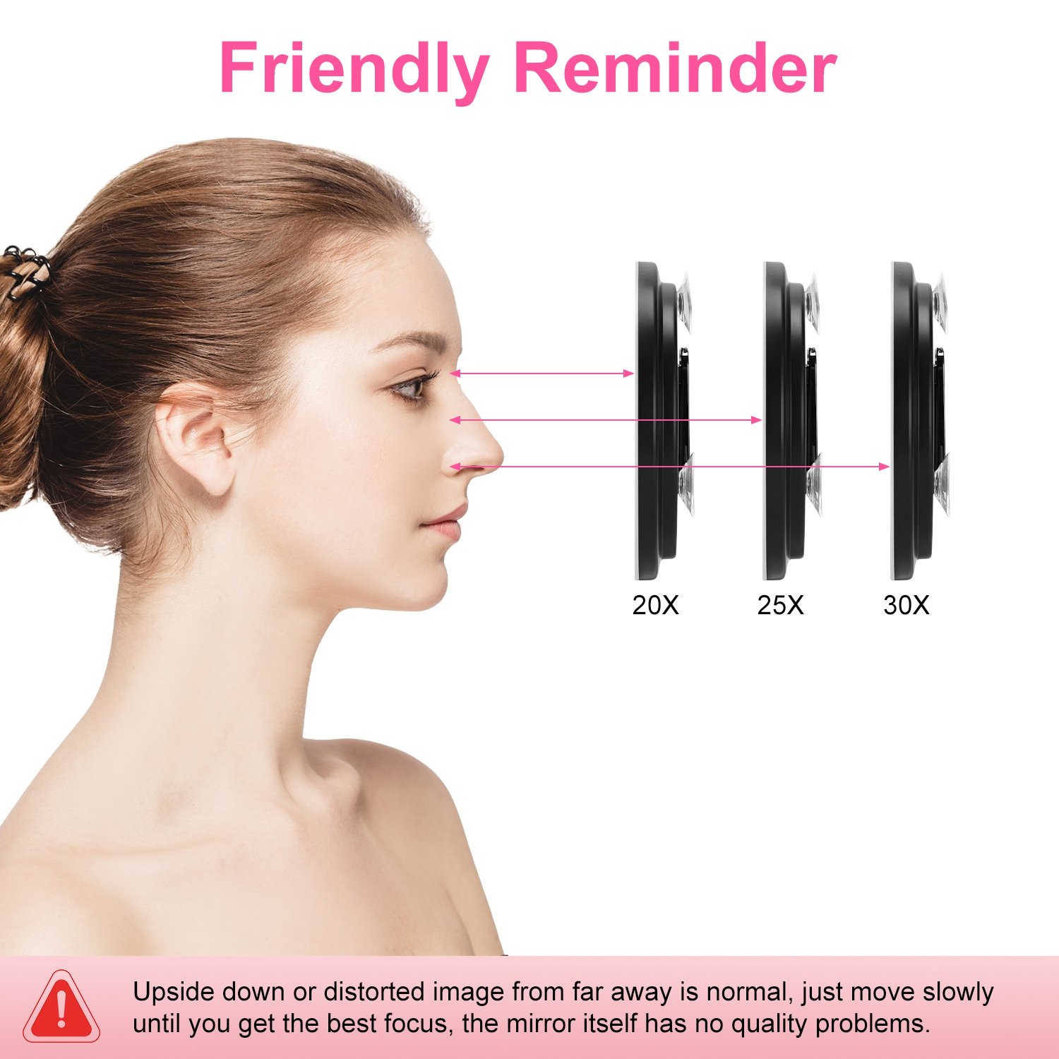 White-Black Options -- 1Pc 30X Magnifying Mirror With Light For Gift 3 Colors Dimmable Brightness Included Tweezer Scissor Travel Magnifying Makeup Mirror With Suction Cup 360 Degree Adjustable Stand - Image 6