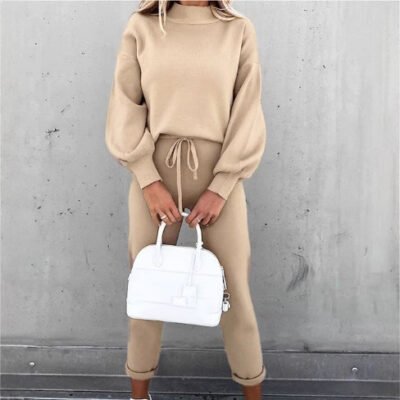 Autumn And Winter Long Sleeve Fleece Fashion Casual Sweater Suit