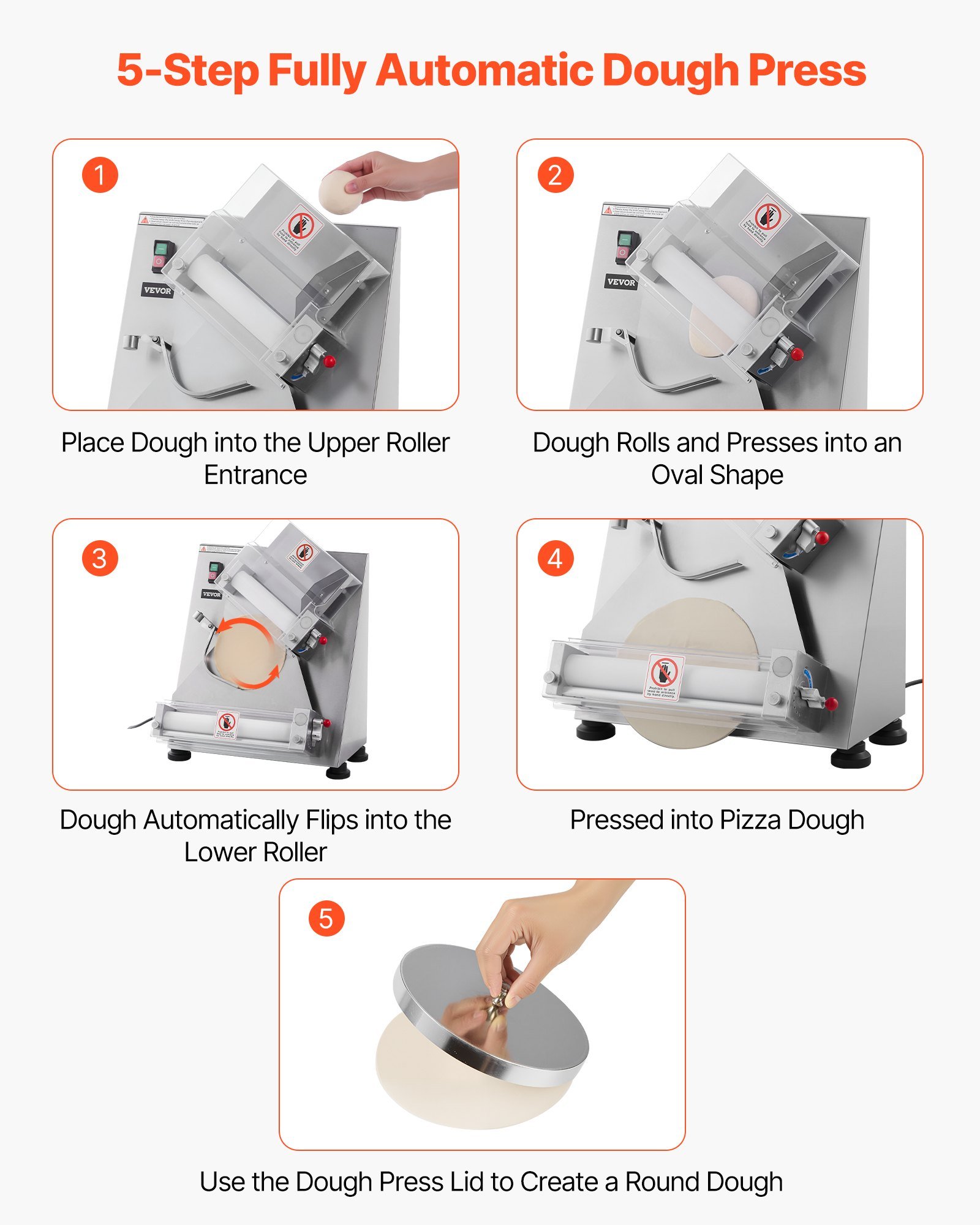 14 Inch Pizza Dough Roller Sheeter Automatic Commercial Pizza Dough Press 370W - Image 4