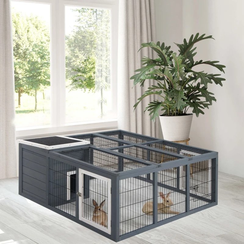 Rabbit Hutch, Waterproof Rabbit House For Small Animals, Gray - Image 2