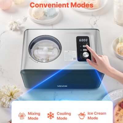 1.5 QT Automatic Ice Cream Maker With Built-in Compressor No Pre-freezing