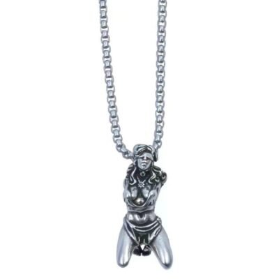 Men BDSM-inspired Kinky Pendant Necklace, Copper With Silver Plating, Gothic Jewelry, Statement Fashion Accessory