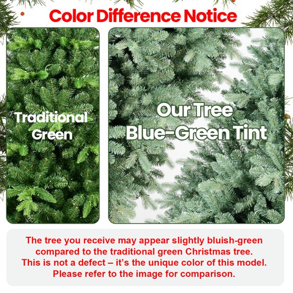 Artificial 7.5ft Blue Green Tint Christmas Tree With 2148 PE PVC Mixed Branch Tips, Memory Wire Iron Wire, Hinged Premium & Foldable Base For Indoor Holiday Decorating - Image 2