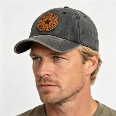 World's Best Papa Baseball Cap - Vintage Washed Cotton Hat For Men, Adjustable Unstructured Trucker Cap, Perfect Gift For Dad Father