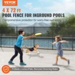 Pool Fence, 4 X 72 FT Pool Fences For Inground Pools, Removable Child Safety Pool Fencing, Easy DIY Installation Swimming Pool Fence, 340gms Teslin PVC Pool Fence Mesh Protects Kids And Pets