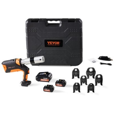 Professional 18V Cordless Pipe Crimper, Suitable For 1/2"-2" Stainless Steel, Copper, PEX Tubing, Features 360° Swivel, Brushless Motor & Includes 6 Crimping Jaws