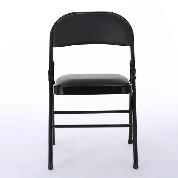 6pcs Elegant Foldable Iron & PVC Chairs For Convention & Exhibition Black - Image 3