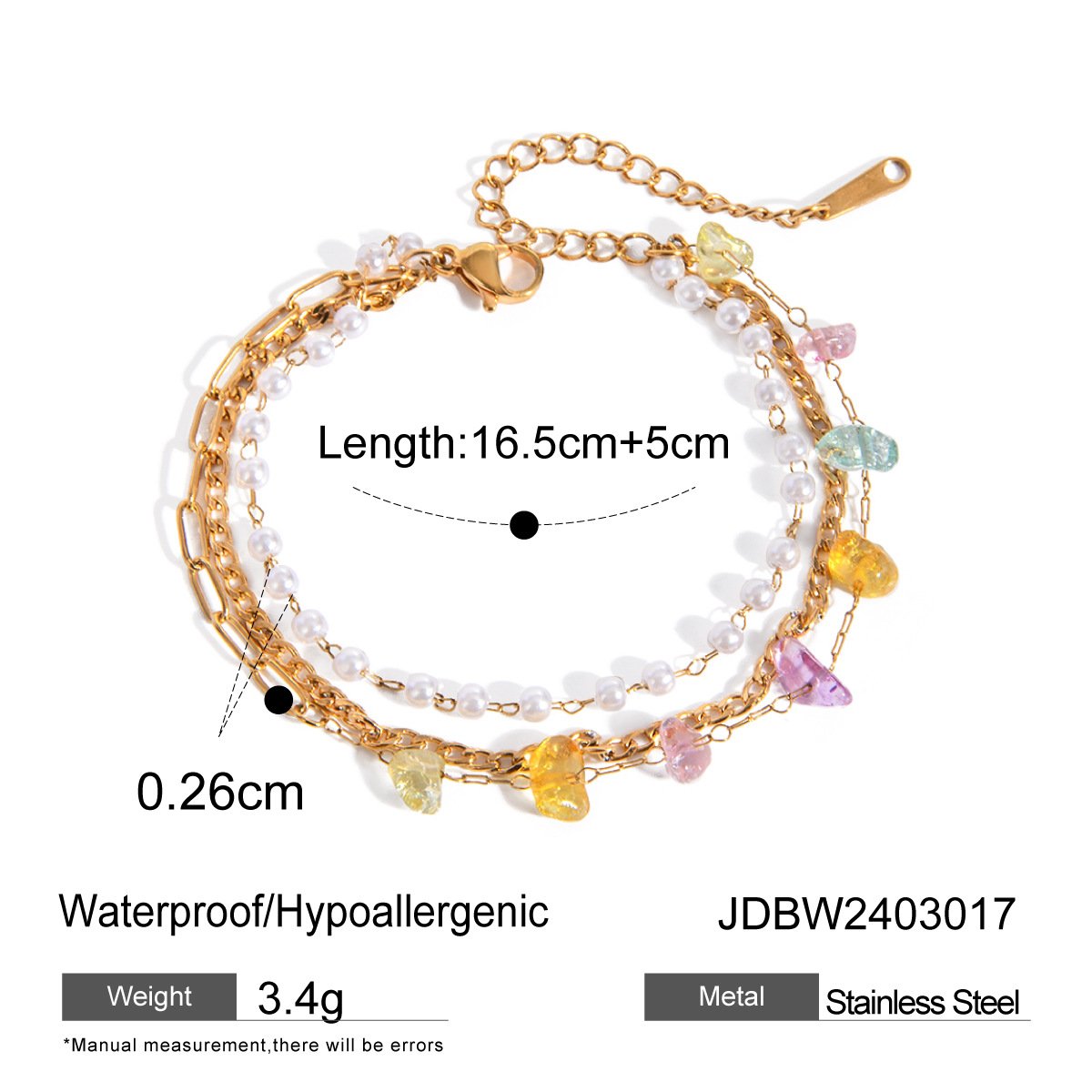 Fashion 18K Gold Stainless Steel Color Broken Stone Chain Ring - Image 7