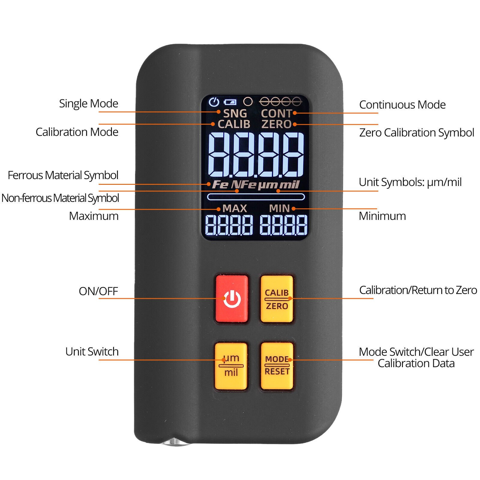 LCD Digital Thickness Gauge Car Coating Paint Film Depth Tester Fe NFe Probe - Image 10