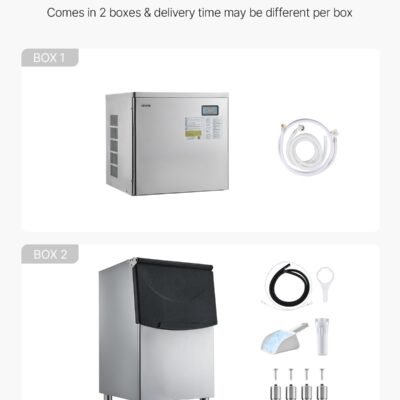 Commercial Ice Maker Machine, 450LBS/24H Ice-Making Machine With 250LBS Stainless Steel Storage Bin, Auto Self-Cleaning Ice Maker With Touchscreen For Bar Cafe Restaurant Business Commercial