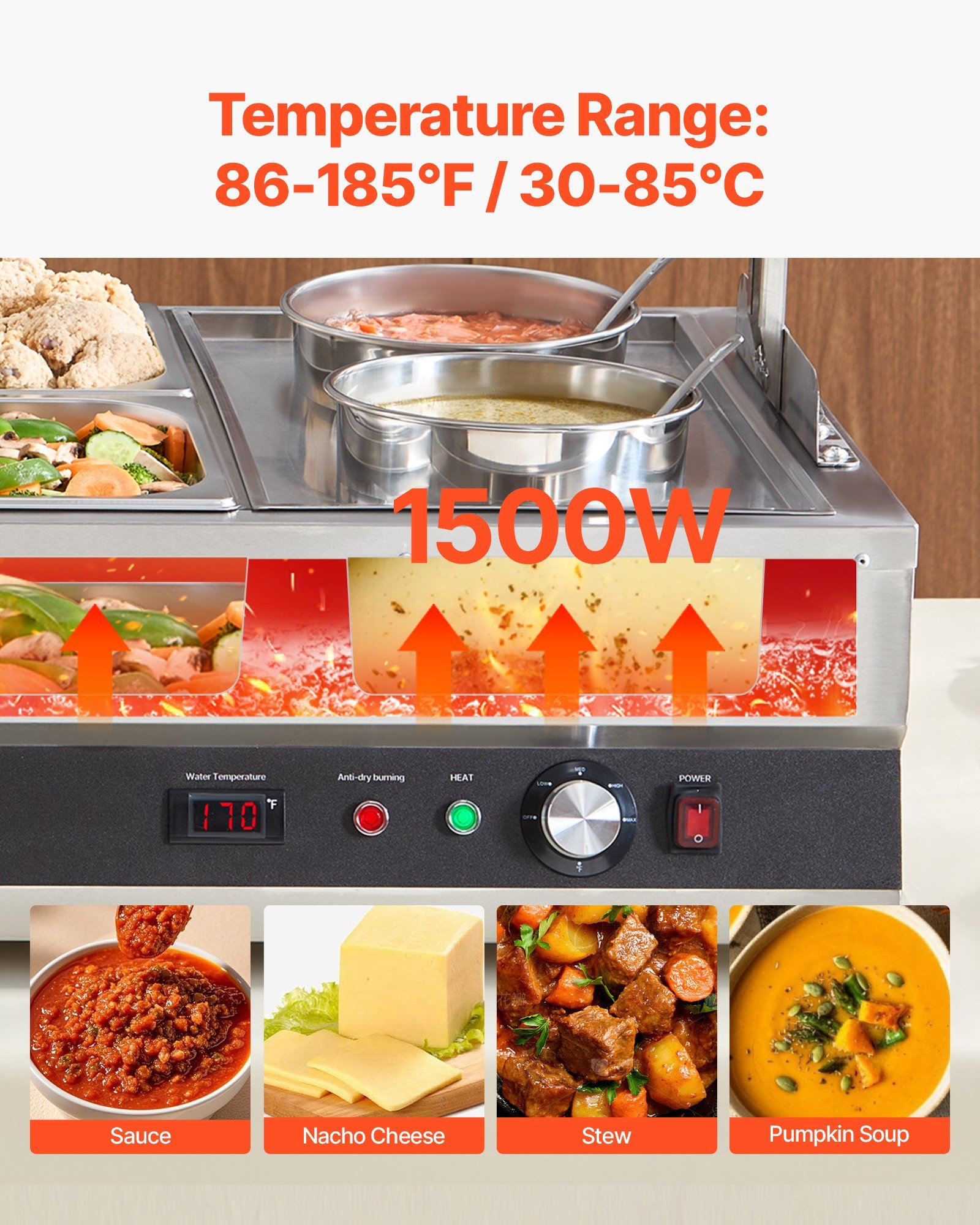 Commercial Soup Warmer Soup Station With Cover 2-Pot & 4-Pan Soup Kettle - Image 3