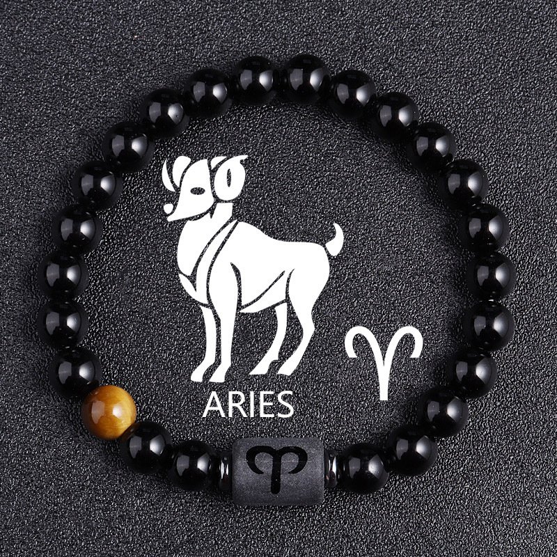 Twelve Constellation Black Glass Tiger-eye Bracelet - Image 5